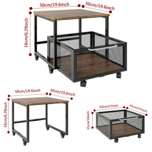 Refrigerator Rack Stand Heavy Duty Mobile Beverage Refrigerator Stand Refrigerator Mini Fridge Organizer With Drawer Basket 360° Rotating Metal Multi-Purpose Storage Organizer For Kitchen Bedroom Home Office