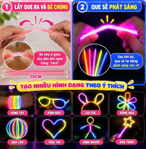 Que Phát Sáng Dạ Quang 7 Màu Hộp 100 Que – Glow Stick Tạo Vòng Tay Trang Trí Tiệc Tùng Lễ Hội