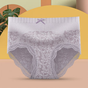 M&C Soft stretch breathable High Waist Super Cute Pastel Lace Ribbon Panties Underwear Comfortable