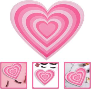 Heart-Shaped Eyelash Extension Pallet Acrylic Lash Platform Compact Eyelash Grafting Tray for Salon Use and Travel