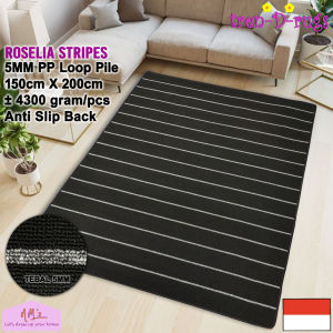 Tren-D-rugs Karpet stripes garis line alas lantai ruang tamu tidur permadani bulu salur minimalis anti slip 150 cm x 200 cm - NMs