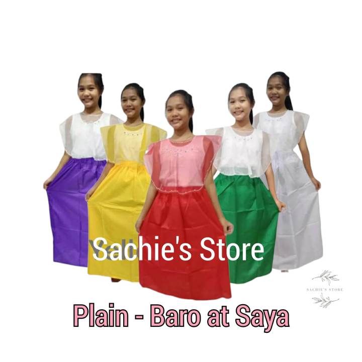 Buwan ng Wika Costumes Plain Kimona at Saya Kasuotang Pilipino Baro t Saya Filipiniana Costumes for Girls Lazada PH