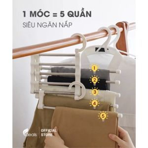 Móc Treo Quần Thông Minh 5 trong 1 - Giá Treo Quần Cứng Cáp Sang Tọng Tiết Kiệm Diện Tích Tối Đa