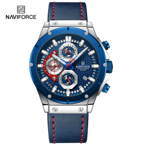 Naviforce Original Jam Tangan Pria Tahan Air Quartz Movement NF8027L S/BE/BE Analog Bisnis Kemewahan Tahan air Bercahaya