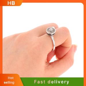 HB Tibetan Prayer Wheel Ring Good Luck Chakras Ring Lotus Floral Ring Open Adjustable Rotating Rings Gifts