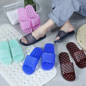 [Free Shipping] Summer Slippers For Men And Women Flat-Soled Hollowed-Out Simple Indoor Non-Slip Lightweight Durable Suitable For Bathroom Use CoupleS Water-Draining Slippers For Women