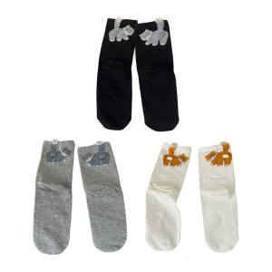Womens Funny Cats Pattern Cotton Crew Socks Elastic Cuffs 3D Fuzzy Balls Design Moisture Wicking Comfortable Footwear