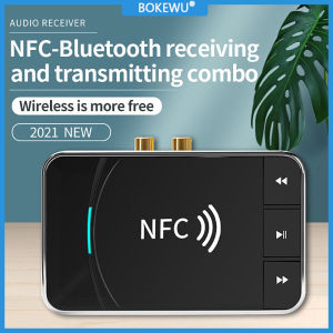 BOKEWU NFC ตัวรับสัญญาณเสียงบลูทูธ5.0อะแดปเตอร์ไร้สายเสียงสเตอริโอเล่นอัจฉริยะ USB แจ็ค AUX RCA 3.5มม. สําหรับชุดลําโพง