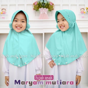 PROMO !!! Jilbab Anak Maryam Pompom Murah / Hijab PAUD TK SD Instan Jersey / Kerudung Instant Lucu / Bergo Daily Tali Belakang