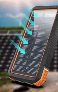 20000mAh Solar-Powered Power Bank with LED Flashlight USB-C Fast Charging Waterproof Portable Energy Bank for Outdoor Travel