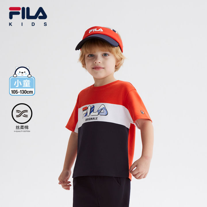 FILA KIDS ORIGINALE Boy s Short Sleeve T shirt in Red Lazada Singapore