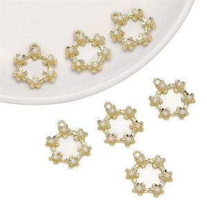 จี้วงกลมรูปหัวใจและเพชรรูปวงรีสีทอง1ชิ้น/ถุงสำหรับงานทำมือแบบทำมืออุปกรณ์เสริมสร้อยข้อมือสร้อยคอ