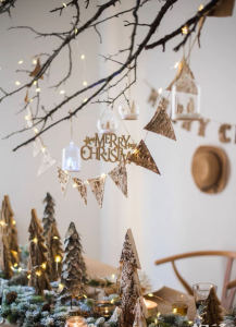 (SG Seller) ECO Christmas natural wooden party flag for Xmas