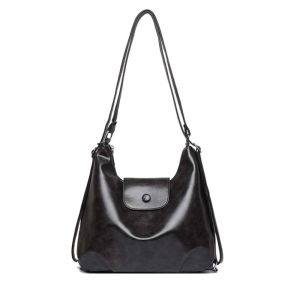 LANGJ ความจุขนาดใหญ่ กระเป๋าฮอบโบ PU ปุ่มแม่เหล็ก ป้องกันน้ำกระเซ็น กระเป๋าถือลาย กระเป๋าสะพายไหล่ สง่างาม กระเป๋าใต้แขนฝรั่งเศส ผู้หญิง