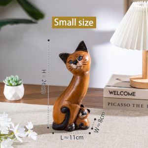 แมวไม้แกะสลักมือ น่ารักอบอุ่น 2 ขนาด ของขวัญสื่อรัก สำหรับคาเฟ่-ที่อยู่