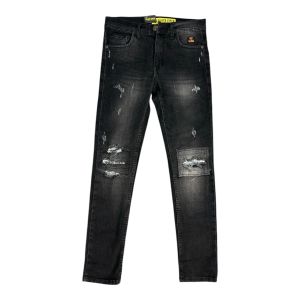 Apolo - Celana Jeans Panjang Sobek Pria Denim Skinny Stretch Ripped Jeans Black Viper Premium Terbaru