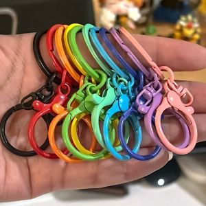 10pcs Keychain Lobster Buckle with Snap Ring Flat Ring Color Painted Spray Painted Spring Key Chain DIY Jewelry Accessories Wholesale Accessories for Keychains