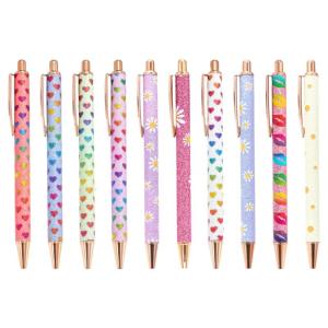 10pcs bút bi có đầu bấm long lanh bút bi văn phòng bút viết mịn để viết dấu hiệu của khách trong bút cho văn phòng