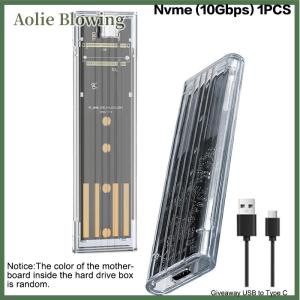 Aolie M.2 NVME PCIe NGFF SATA Protocol Case Clear USB Type C 10Gbps PCI-E Transparent External Hard Disk Box Case For Laptop Phone