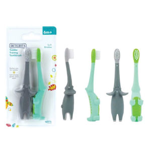 [ 18061- Dr Talbots ] Bộ 2 bàn chải đánh răng hình con voi và hình con cá sấu cho trẻ từ 6 tháng tuổi trở lên