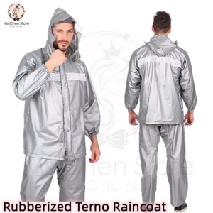 922 Raincoat Terno Rubberized Vulcanized Thick Waterproof Raincoat Free Size – Gray BlackArmy Green