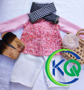 Bà Ba cho Bé hoa Nhí phong cách nam bộ - màu Hồng - vải lụa mềm mát