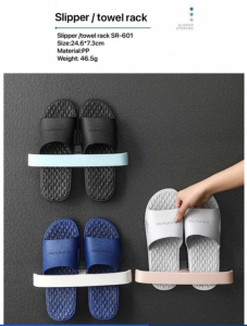 Wall Mounted Punch Free Slipper Shoe Rack Bathroom / Kitchen Towel Rack with Adhesive Suction PunchFree SR-601