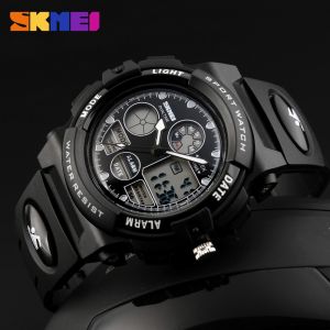 SKMEI 1163 Teen Student  Sport Dual Display Watch Digital Quartz Double Time Wristwatch Alarm Stopwatch 50m Waterproof