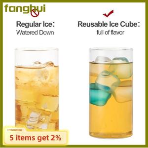 fanghui 12Pcs Set Whisky Reusable Ice Cube The Summer Wear-resistant Rocks Whiskey Cubes Plastic Accessories