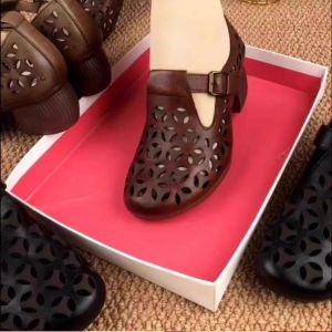Free Shipping Ultra-Soft Leather Sandals For Women 2026 Summer New Style Hollow And Breathable With Thick Heels Comfortable For Middle-Aged And Elderly Women Ultra-Soft Mom Shoes