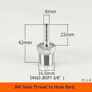 MAGIC WAND FOREBODE75DE7 1Pcs Connector Adapter Pipe Joint Male Thread 304 Stainless Steel Pipe Fitting Durable BSPT Hose Connector for PU PE Tube