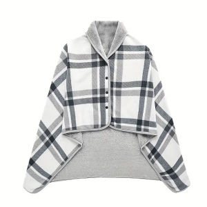 1 PC Office Home Travel Wearable Blanket Multifunctional Plaid Leisure Style Warm Soft Comfortable Sleep Shawl