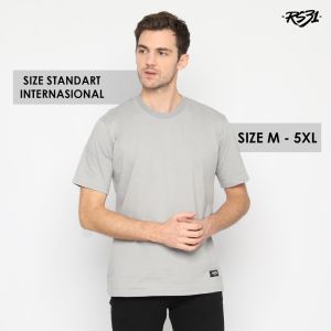 T-Shirt Grey Basic RS31 - Kaos Polos Lengan Pendek Soft Combed 30s Abu abu Super Big Size Jumbo