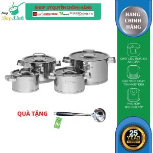 Bộ nồi inox Fivestar Plush FPB4007 nắp kính 4 món - Được làm bằng inox 304 cao cấp tặng 1 vá canh- Nồi dùng tốt trên mọi bếp - Hàng chính hãng - bảo hành 25 năm-Shop Bếp Xinh