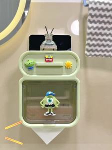 Toilet Tissue Waterproof No-Drill Cute Cartoon Creative Bathroom Wall-Mounted Roll Paper Storage Rack