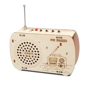 NUBE Wooden Radio Model Kit Mechanical Assembly Hands-On Learning Scientific Training Experimental Kits Creative DIY Craft Wood Radio Material Set Science Education