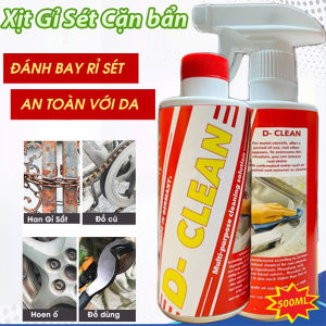 Dung Dịch Xịt Tẩy Rỉ Sét Ố Vàng D-CLEAN 500ML Tẩy Cặn Canxi Ố Bẩn Trên Mọi Bề Mặt Đồ Gia Dụng Tặng Vòi Xịt + Khăn Lau