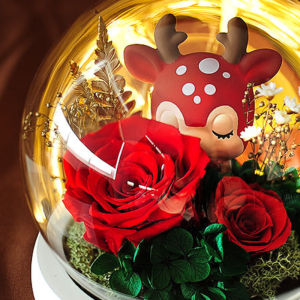 Seangel Hoa Thật Bất Tử Hoa Hồng Lớn Bọc Thủy Tinh Búp Bê Hươu Hoàn Thiện Hoa Giả Hoa Khô Sưu Tập Trang Trí Cho Bạn Gái Sinh Nhật Quà Tặng Ngày Giáng Sinh Của Phụ Nữ