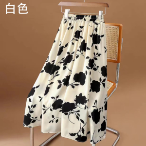 Ladies floral dress 2025 summer print new high waist slimming fashion loose casual A-line skirt