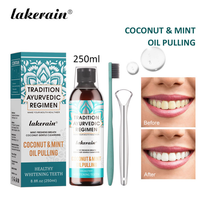 Lakerain 1 Bottle Coconut&mint Oil Pulling, Alcohol-free Formula 