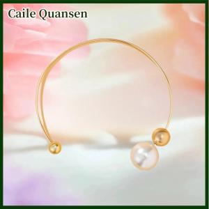 Caile สร้อยคอไข่มุกแบบเปิดพร้อม CCB สำหรับผู้หญิงสร้อยคอโชกเกอร์ทรงลูกบอลประดับงานแต่งหรูหราเครื่องประดับแฟชั่นสำหรับคอ