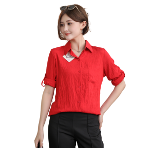 Fashion Trend Longsleeve polo blouse for women Plain with buttons fit S-L *3017