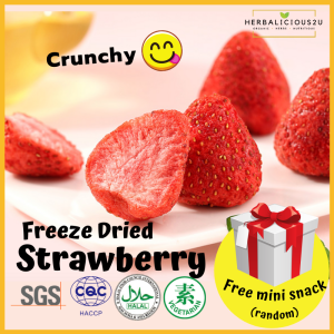 【HALAL】Freeze Dried Strawberry 100g Crunchy Snacks | Strawberi kering Snek Buah-buahan Sihat | Herbalicious2u