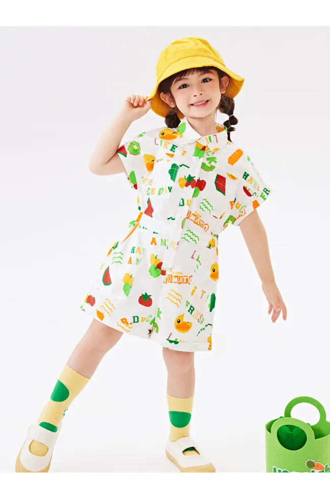 Duck New Childrens Shorts Girls One Piece Shorts Short Sleeve