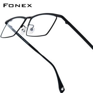 FONEX Titanium Glasses Men Brand Design Square Eyeglasses Frames Full-Rim High Quality Tiktok Teenager Korean Style Japanese Ultralight Optical Eyewear 85911