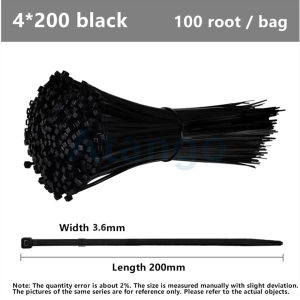 100pcs/Per pack Nylon Cable Ties for Wire Management and Organization ( Black/White )