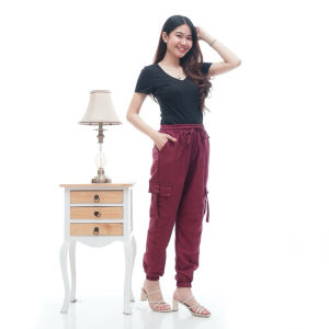 Pekalonganfashion.id - Celana Jogger Wanita - Cargo Jogger Wanita Warna Mustard