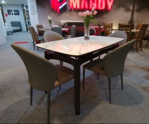 Set makan marmar kristal (1 + 6) meja makan dipanjangkan Extendable dining set Folding table