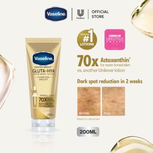 Vaseline Gluta‑Hya Flawless Bright Serum Burst Lotion 200ml - With Dual UV Filter for Even‑Tone Skin