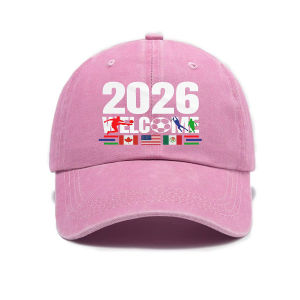 Washed soft-top baseball cap for women 2026 World Cup print spring/summer curved brim outdoor sun hat for men